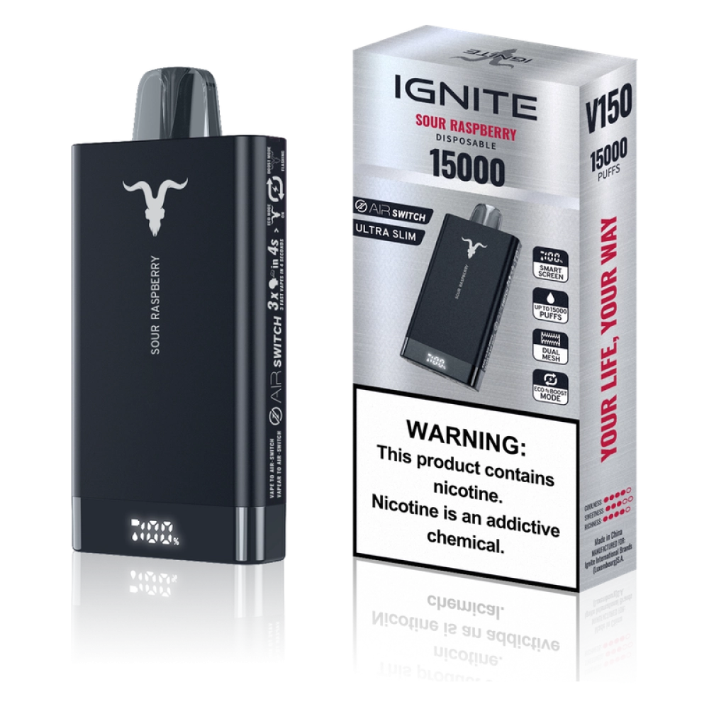 IGNITE V150 15000 PUFFS SOUR RASPBERRY